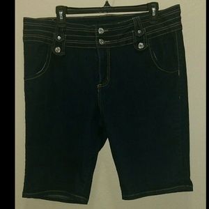 Dark wash denim Bermuda shorts